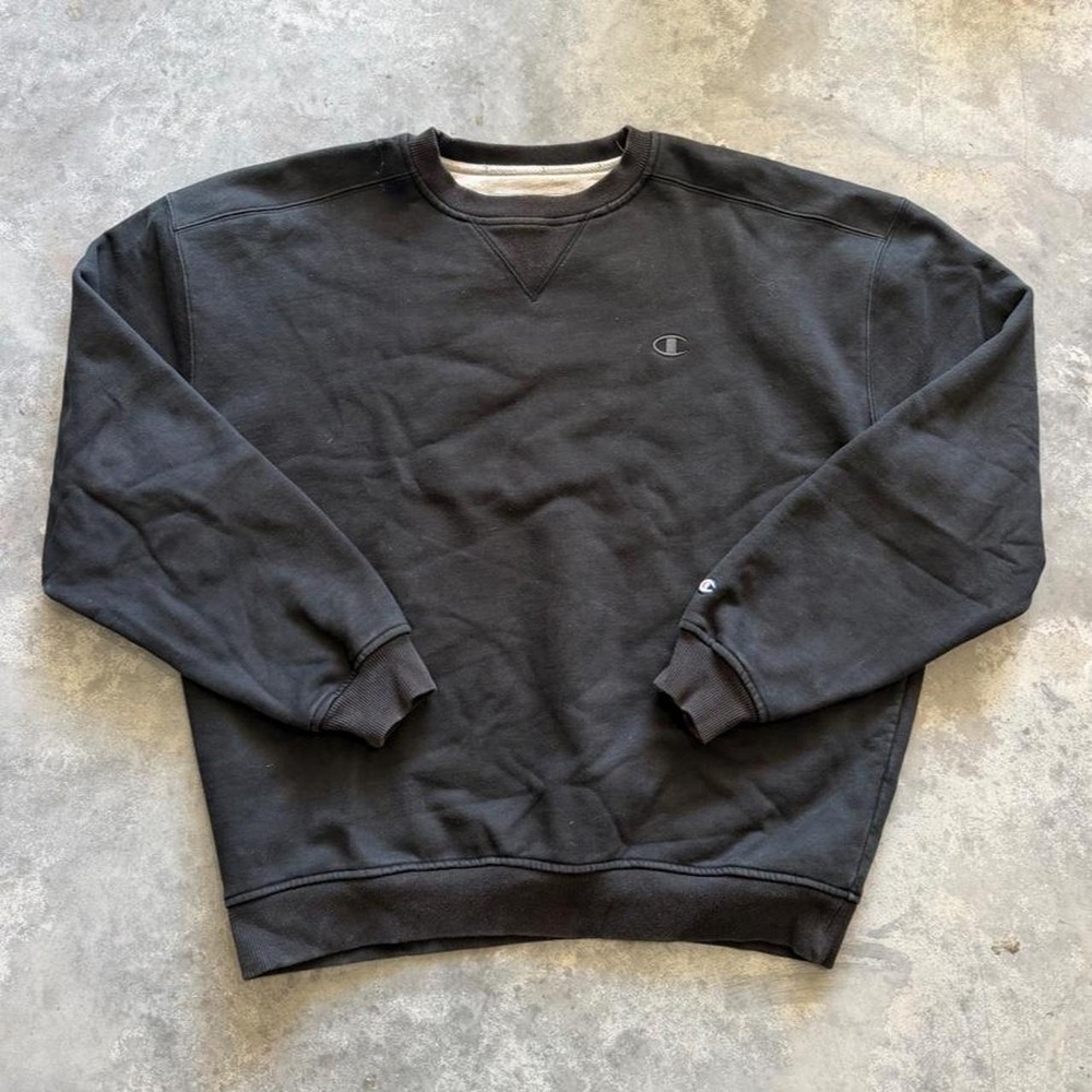 Vintage Champion Reverse Weave Sweatshirt XL Black Sun Faded Crewneck C Patch